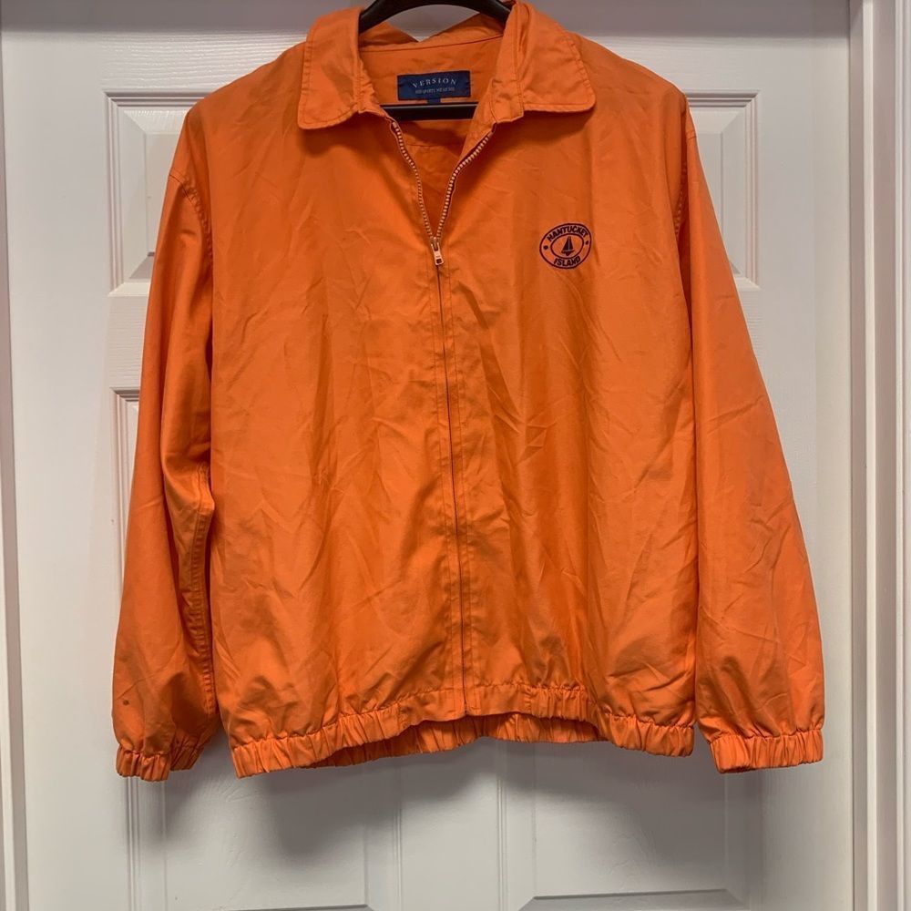 Nantucket Island Orange Zipper Windbreaker Size XL